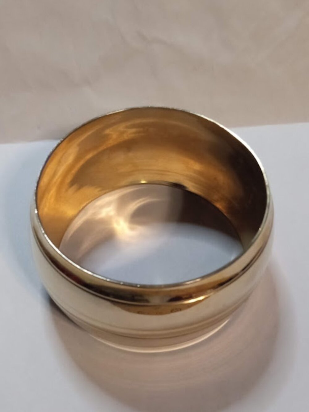 Vintage Brass Bangle Bracelet Wide Polished Gold Tone
